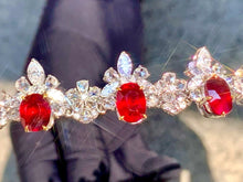 Load image into Gallery viewer, Magnificient Pigeon Blood No Heat Mozambique 3 cts each total of 27.90 cts Ruby necklace &amp; crown combination by SR-Takat
