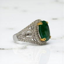Load image into Gallery viewer, Beautiful Emerald Diamond 18k Platinum Ring by SR-Takat
