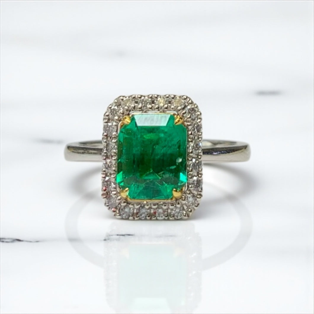 Grand Emerald Diamond 18k Platinum Ring by SR-Takat