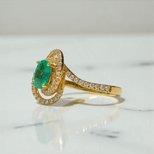 Load image into Gallery viewer, Beautiful Emerald Diamond 18k Platinum Ring by SR-Takat
