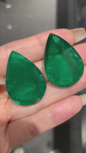 Load and play video in Gallery viewer, Natural Zambian Emerald 84.58 cts Pear Pair by SR-Takat
