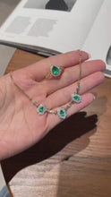 Load and play video in Gallery viewer, Brand New Zambia Vivid Green Natural Emerald set of Pendant, Ring by SR-Takat
