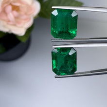 Load and play video in Gallery viewer, Natural Zambia Minor Emerald 25.55 cts Octagon pair by SR-Takat
