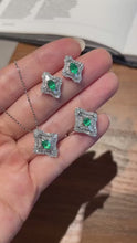 Load and play video in Gallery viewer, Magnificient Vivid Green Natural Emerald &amp; Diamond set of Pendant, Earring &amp; Ring by SR-Takat

