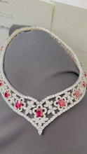 Load and play video in Gallery viewer, Natural Burmese Gubelin Pigeon Blood Ruby &amp; Diamond 18k Gold Necklace 42.04 cts by SR-Takat
