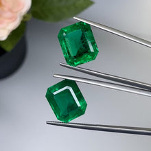 Load and play video in Gallery viewer, Natural Zambia Minor Emerald 25.78 cts Octagon pair by SR-Takat
